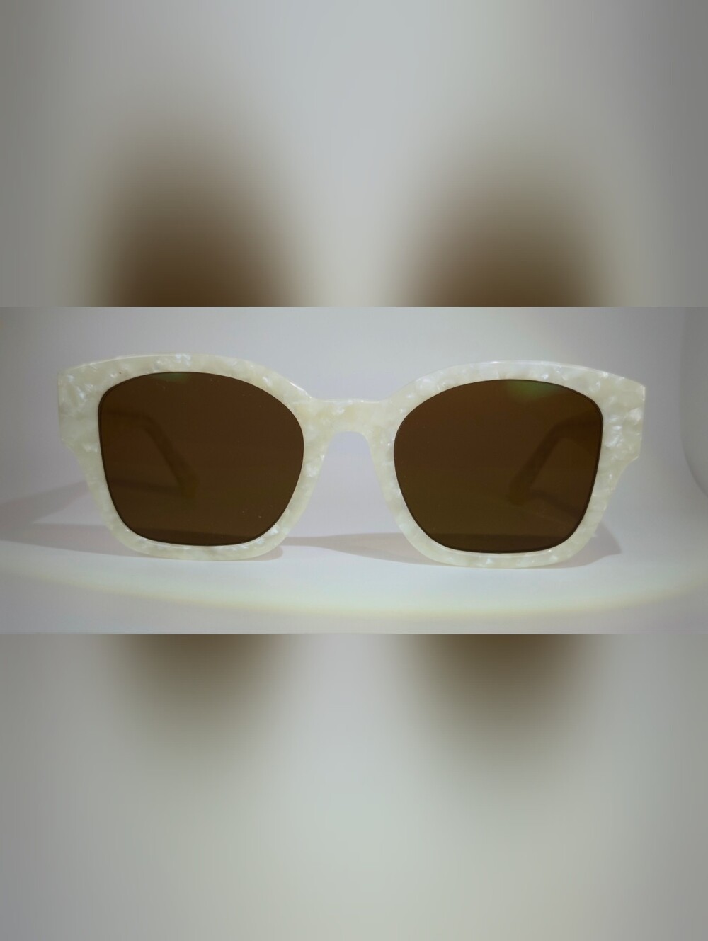 Proxima. Oystershell White Square Textured Front Bold Temple Women's Eyewear